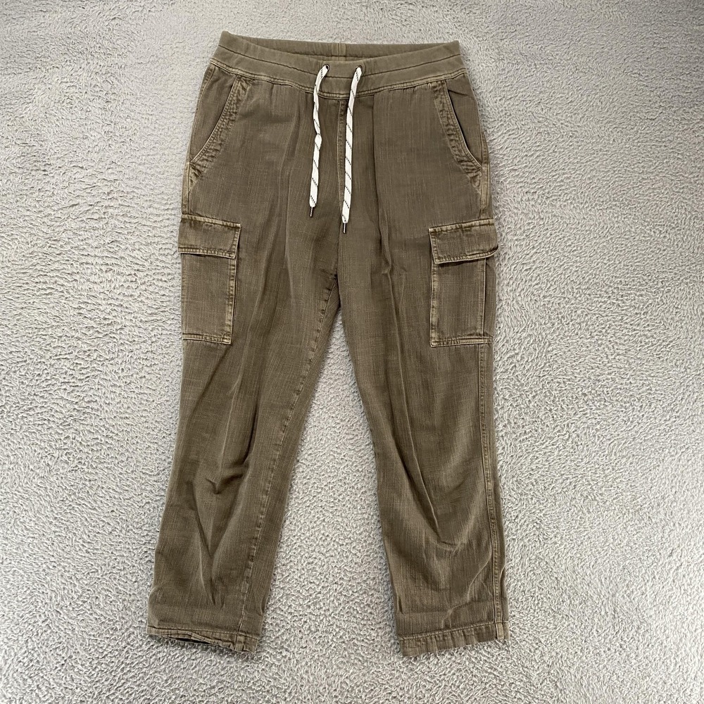 James Perse Cargo Pants Womens 2/Medium Twill‎ Elastic Waist Green 100% Cotton
